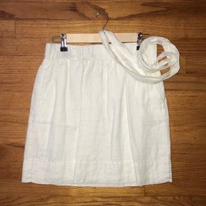 Ann Taylor Loft White Tie Belt Skirt